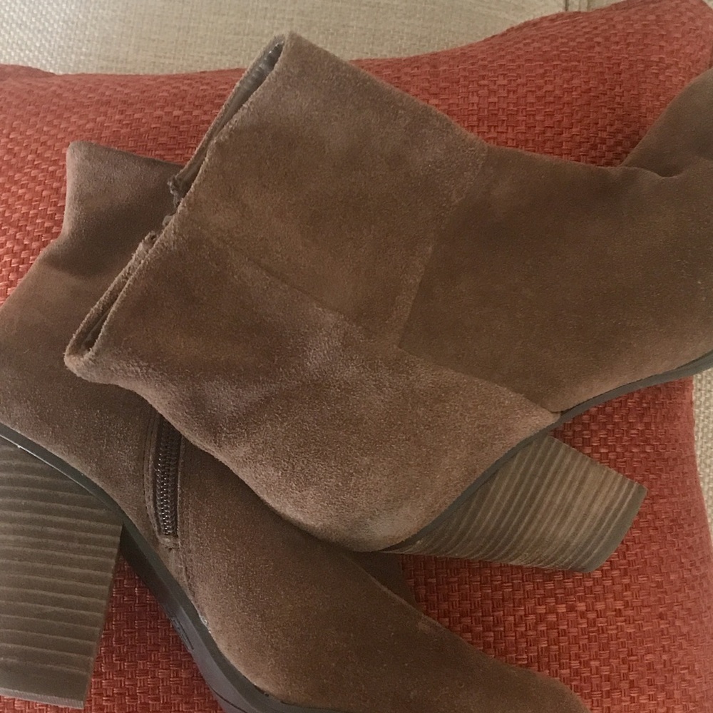 Jessica Simpson Brown-suede booties, stacked heel